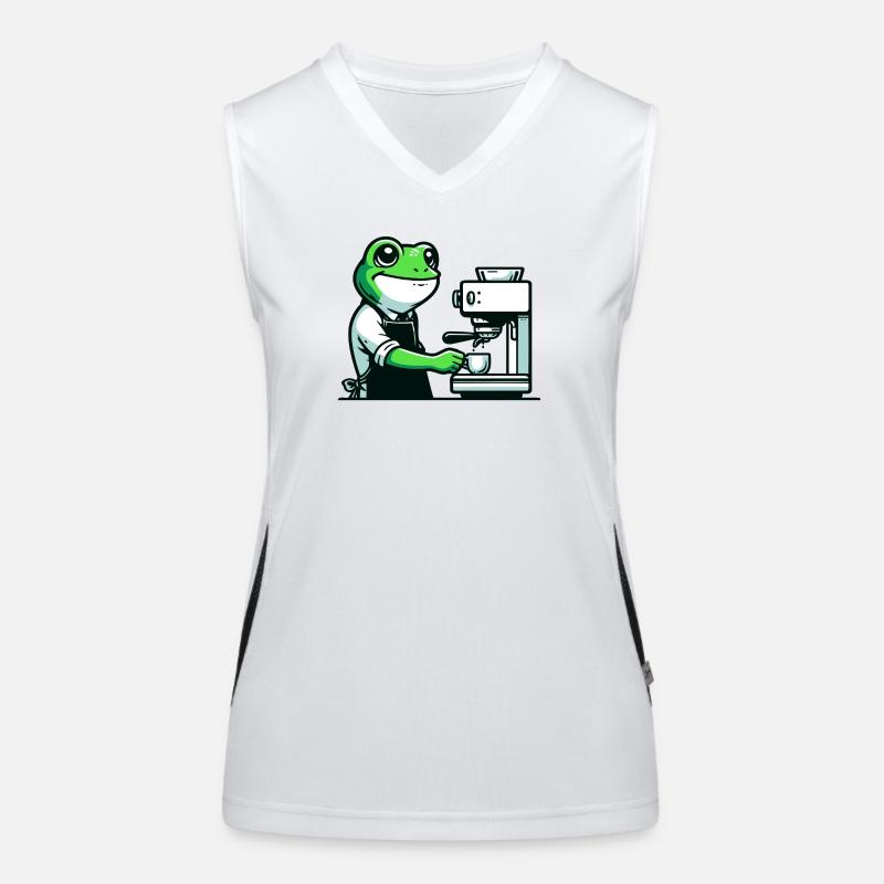 Coffee Brewin' Frog: Der Espresso-Experte Funktionelles Kontrast-Tank Top für Frauen