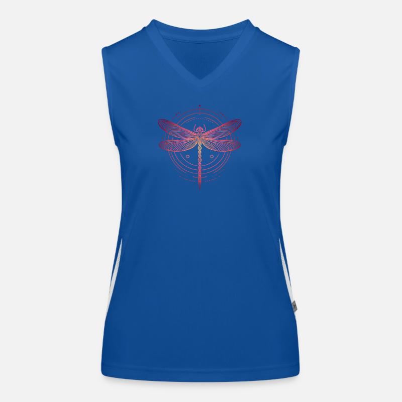 Dragonfly Spiral Patterns, Pink Gradient Women's Functional Contrast Tank Top