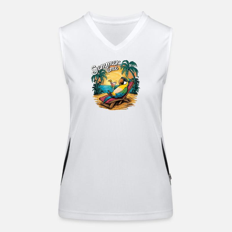 Summer parrot relaxon at sunset Women's Functional Contrast Tank Top