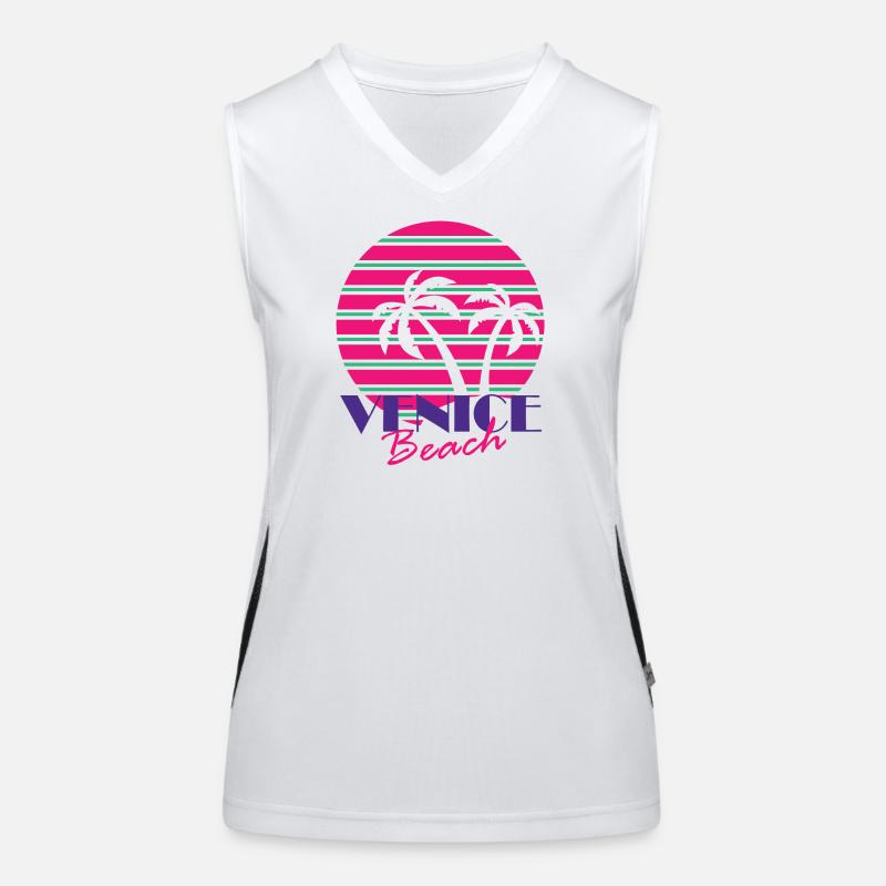 Venice Beach with palm trees Women's Functional Contrast Tank Top