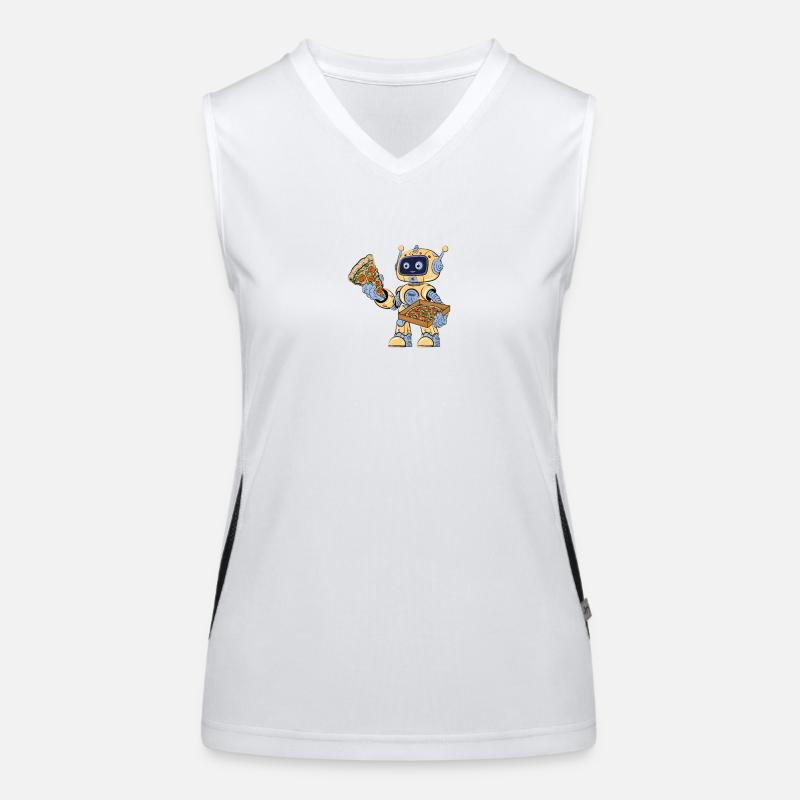 Robot eats pizza - Women's Functional Contrast Tank Top - white/black