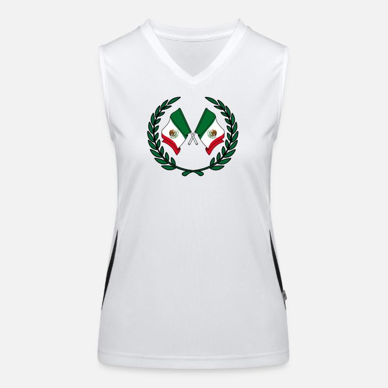 Mexiko-Flaggen im Lorbeerkranz Funktionelles Kontrast-Tank Top für Frauen