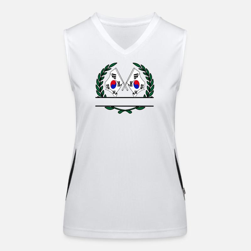Drapeaux Corée du Sud, bannière couronne de laurier Débardeur respirant contrasté Femme