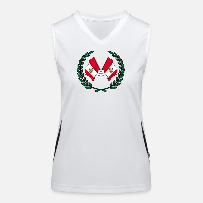 Drapeaux du Pérou en couronne de laurier Débardeur respirant contrasté Femme