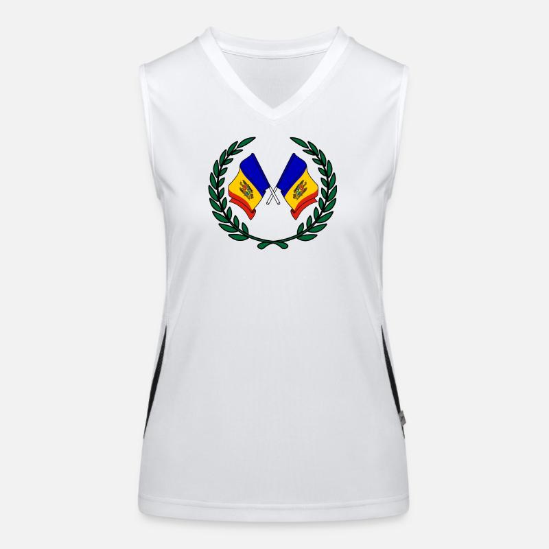 Flags Moldova in laurel wreath Women's Functional Contrast Tank Top