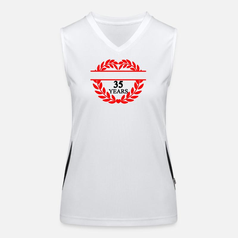 Name banner thirty-five years, heart laurel wreath Women's Functional Contrast Tank Top