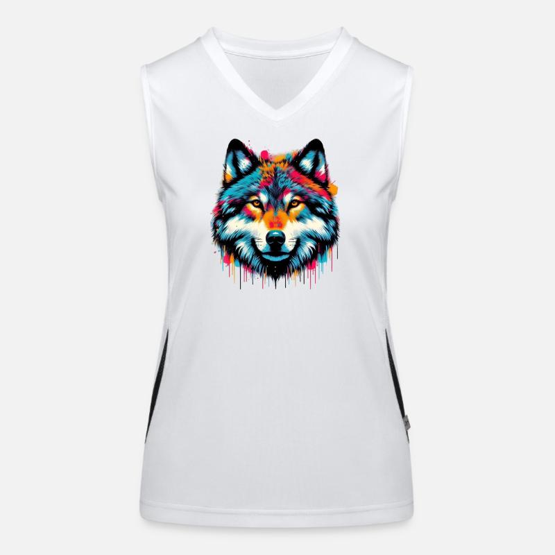 Wolf Funktionelles Kontrast-Tank Top für Frauen