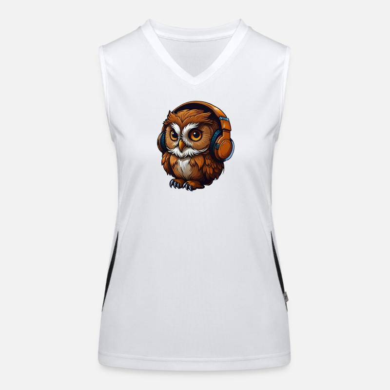 Eule mit Kopfhörern Funktionelles Kontrast-Tank Top für Frauen