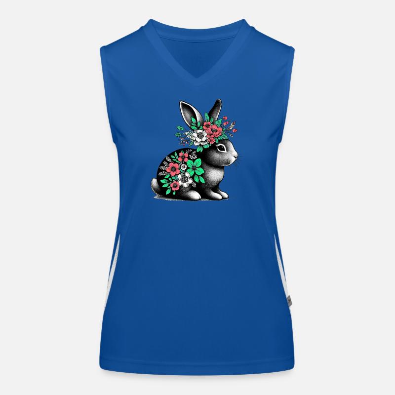 Rabbit with Flowers Women's Functional Contrast Tank Top