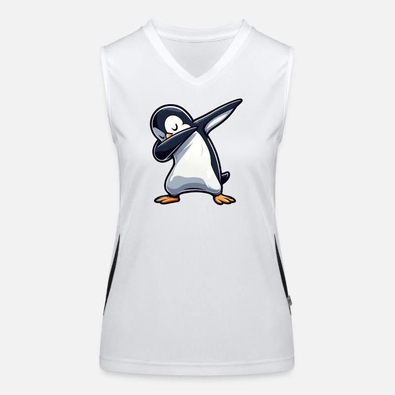 Cool Penguin Dabbing Dancing Relaxed Fun Women's Functional Contrast Tank Top
