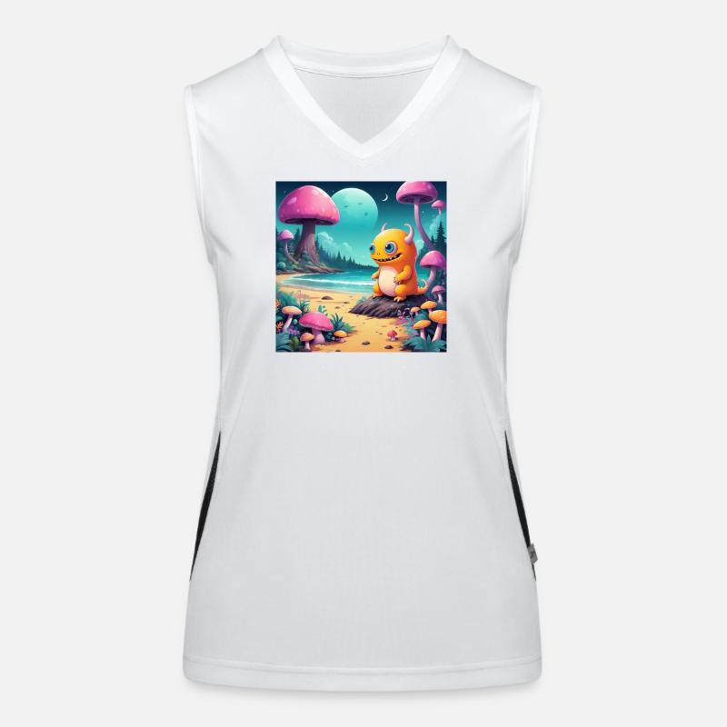 Kleines Monster am Märchenstrand Funktionelles Kontrast-Tank Top für Frauen