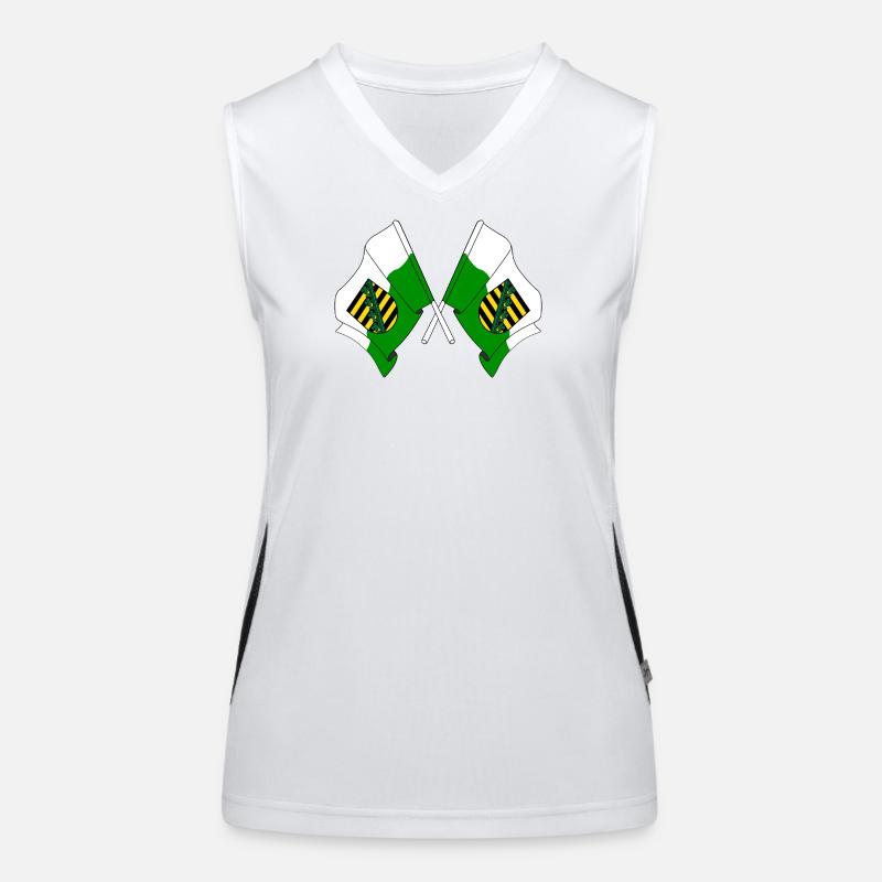 Zwei Flaggen Sachsen Funktionelles Kontrast-Tank Top für Frauen