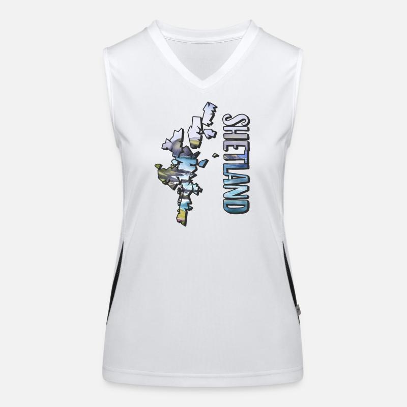 Watercolor Map Shetland Women's Functional Contrast Tank Top