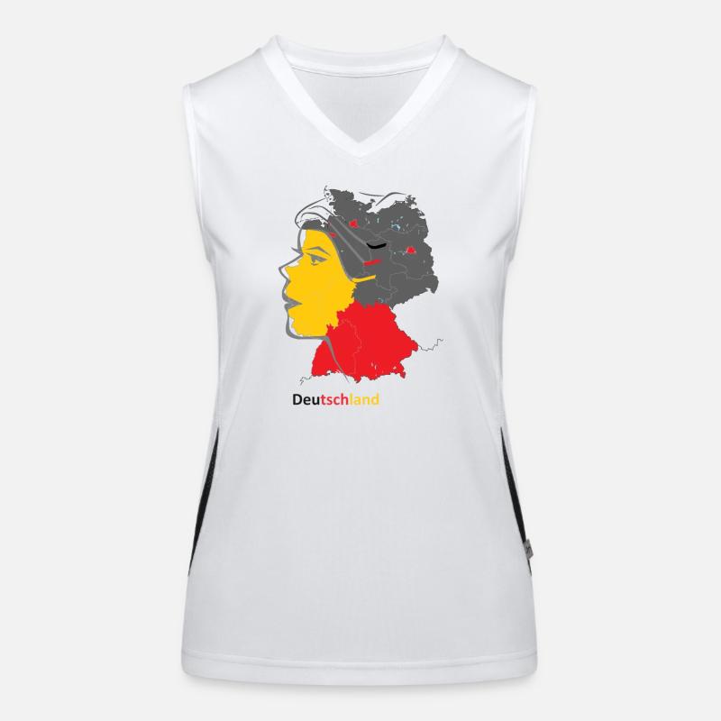 Deutscher Landkartenstil mit Nationalfarben Funktionelles Kontrast-Tank Top für Frauen