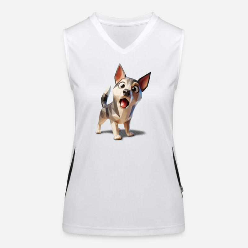Überraschter Hundewelpe lowpoly Funktionelles Kontrast-Tank Top für Frauen