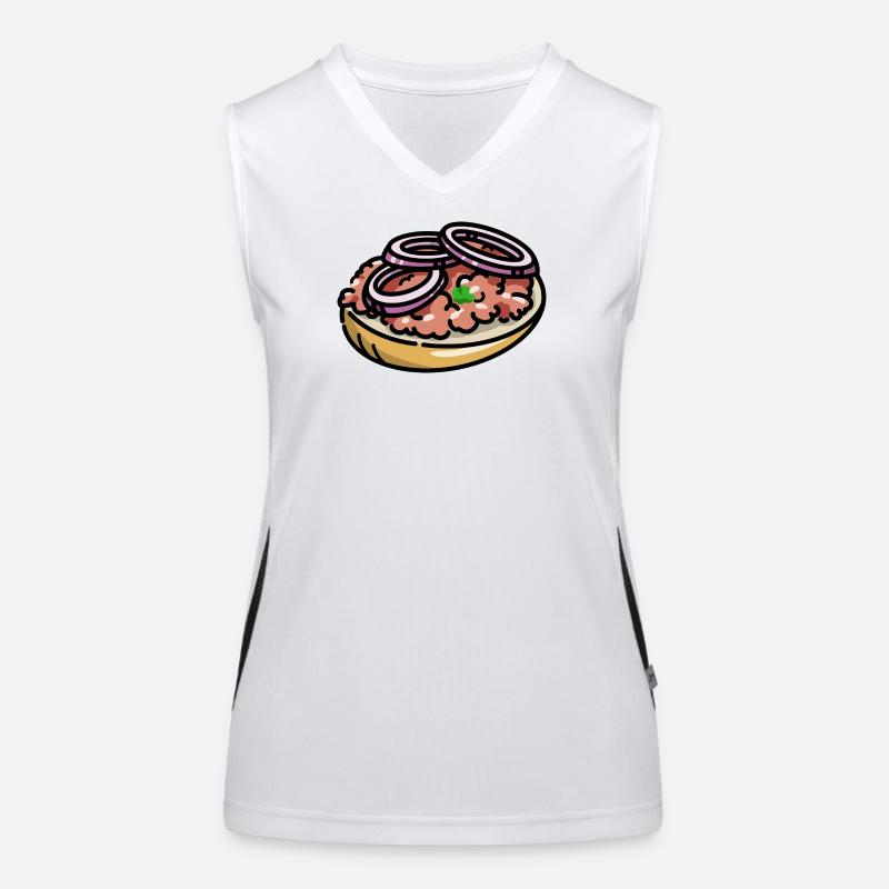 Bande dessinée Mettbrötchen Mett Hack Brötchen Zwiebeln Débardeur respirant contrasté Femme
