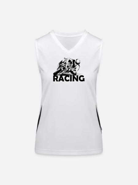 Moto de course Moto Piste de course Logo Icon Image - Débardeur respirant contrasté Femme - blanc/noir - Devant