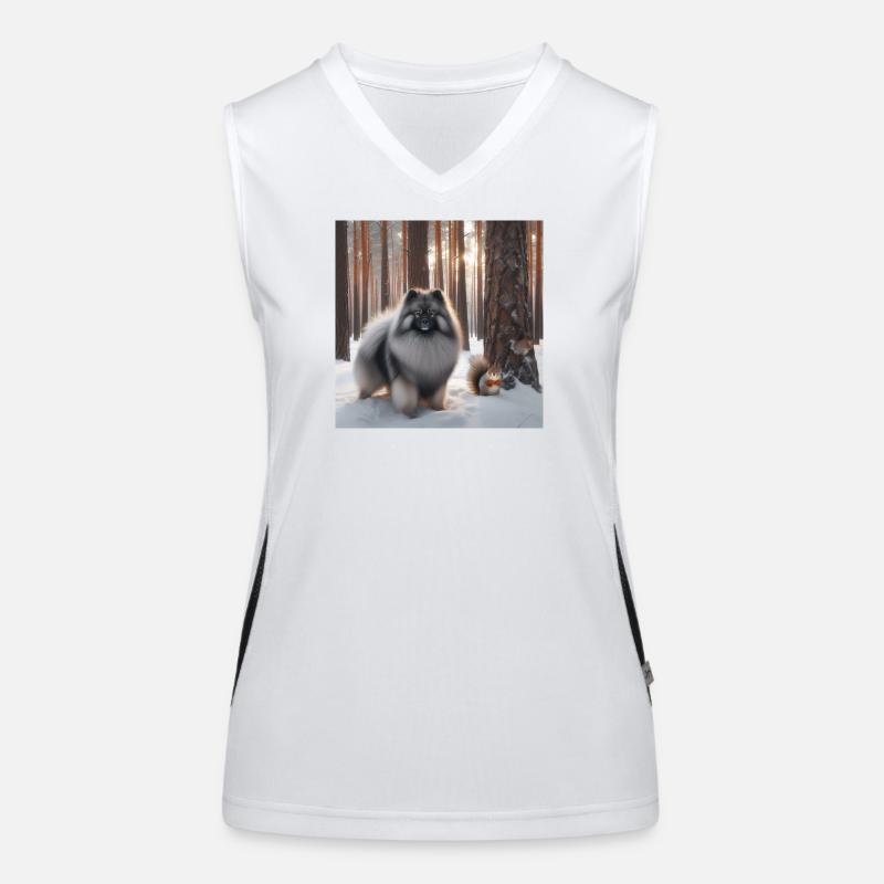 Keeshond Wolfspitz dans la neige Débardeur respirant contrasté Femme