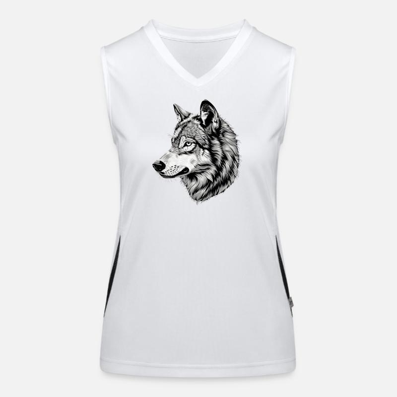 Loup Motif Loups Wolf Pack Gris Wolfhound Wolf Débardeur respirant contrasté Femme