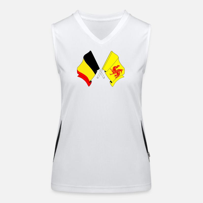 Drapeau de la Belgique, drapeau de la Wallonie croisé Débardeur respirant contrasté Femme