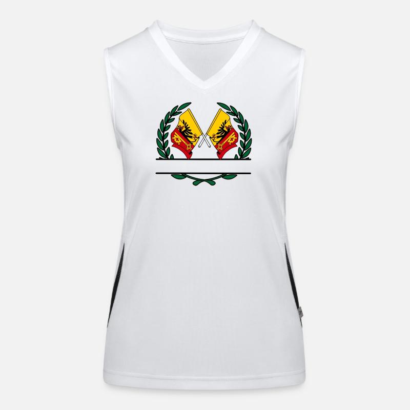 Flaggen Kanton oder Genf Schweiz Lorbeerkranz b Funktionelles Kontrast-Tank Top für Frauen