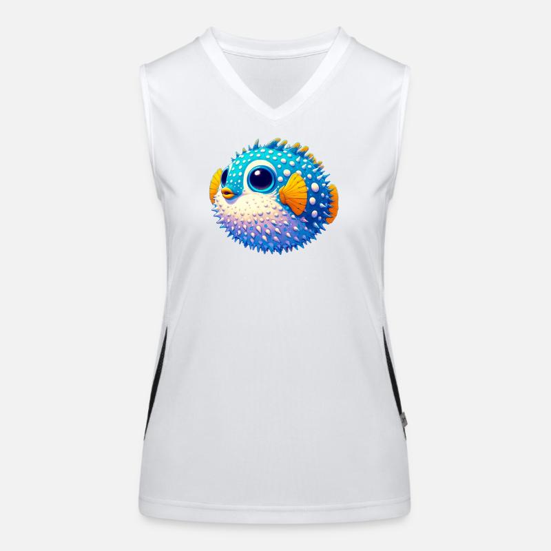 Kugelfisch Funktionelles Kontrast-Tank Top für Frauen