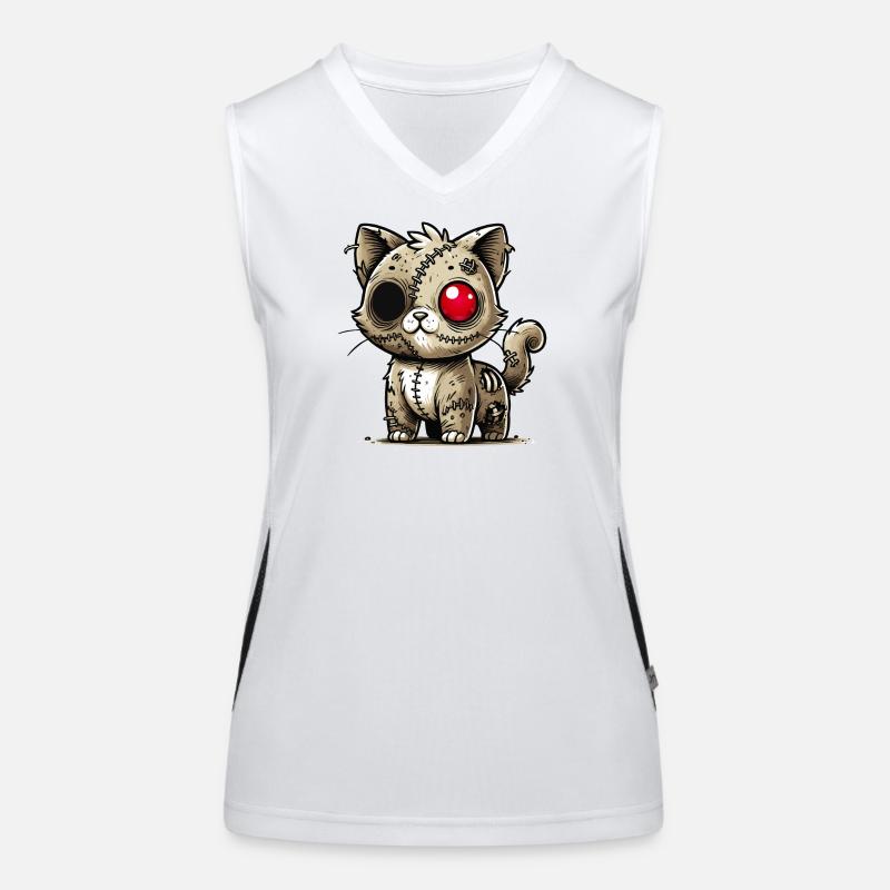 chat kawaii zombie effrayant pour s’amuser à Halloween Débardeur respirant contrasté Femme