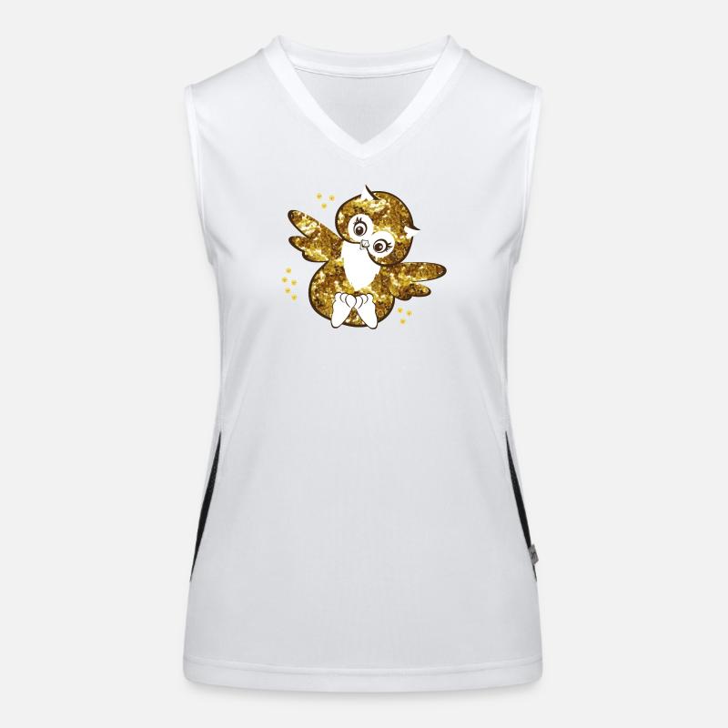 Funkelnde Eulenmädchen Illustration Funktionelles Kontrast-Tank Top für Frauen
