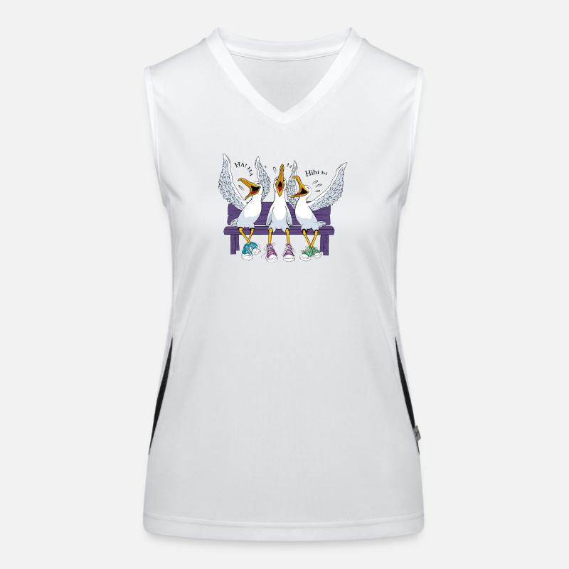 Seagulls on Beach Bench - Women's Functional Contrast Tank Top - white/black
