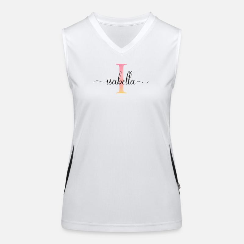 J | Monogramme | Nom | Isabelle |Aquarelle Débardeur respirant contrasté Femme