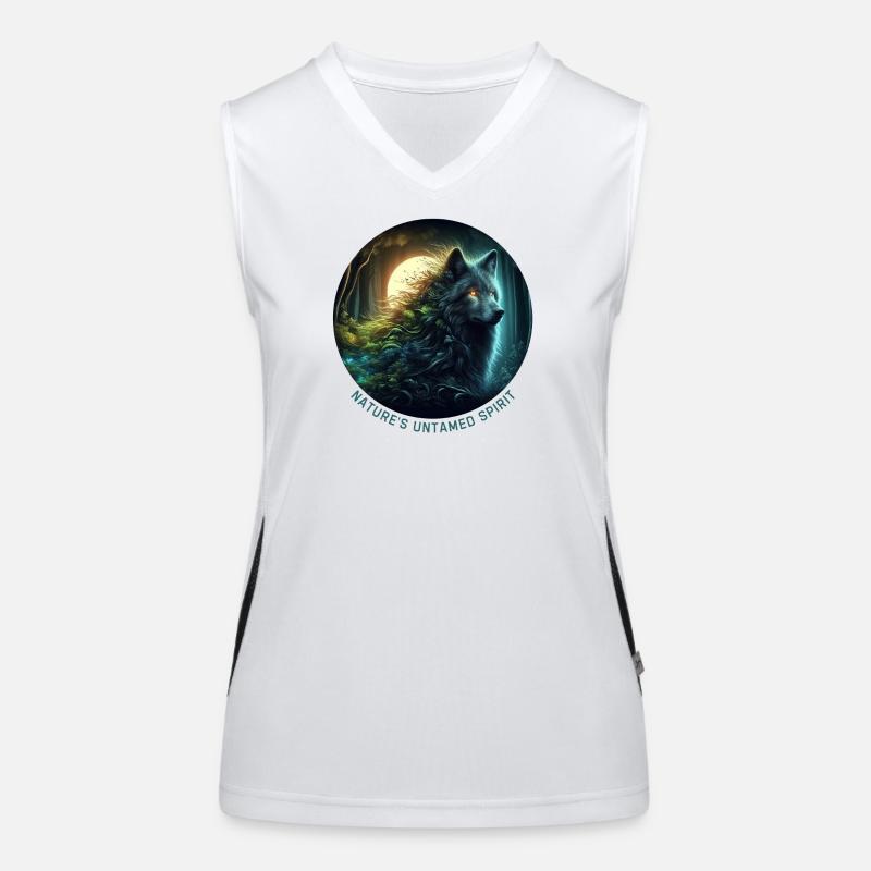 Der Wolf im Nachtwald Funktionelles Kontrast-Tank Top für Frauen