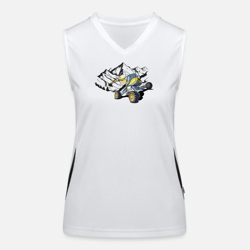 Excavator, walking excavator for difficult terrain - Women's Functional Contrast Tank Top - white/black