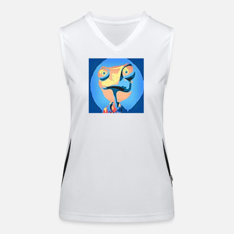 Pop Art Chamäleon in Neonfarben Funktionelles Kontrast-Tank Top für Frauen