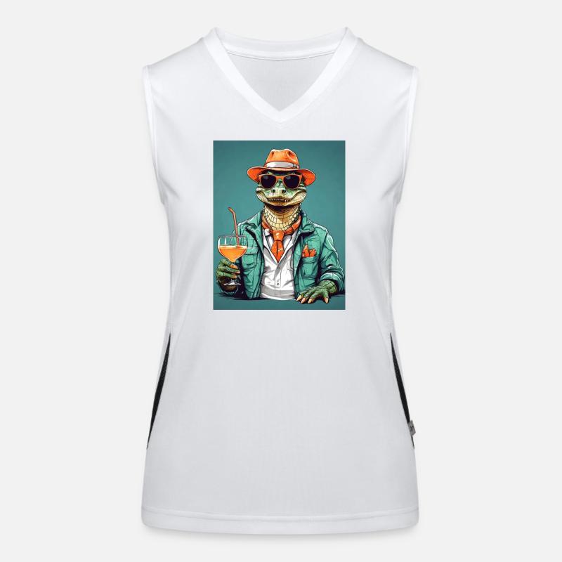 Cooler Alligator mit Cocktail Funktionelles Kontrast-Tank Top für Frauen