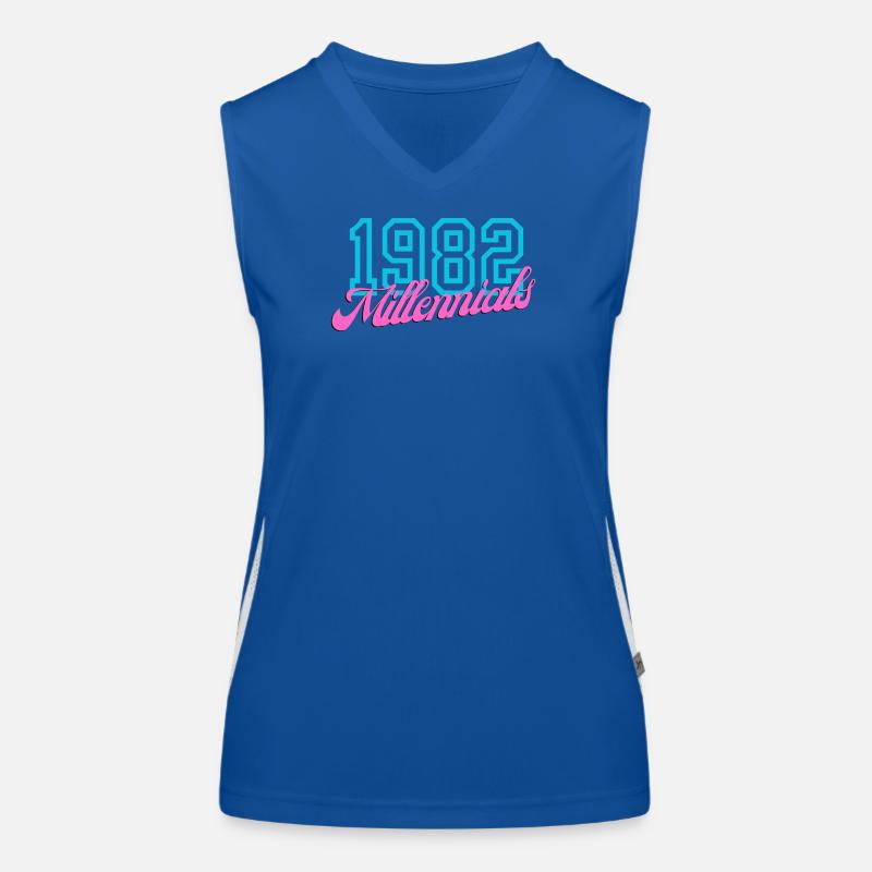 1982 Millennial Retro Numeric Design Women's Functional Contrast Tank Top