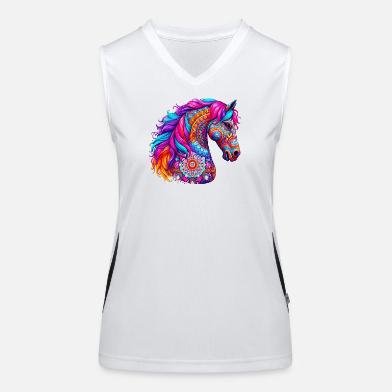 Cheval Mandala Dessin Inde Inde Débardeur respirant contrasté Femme