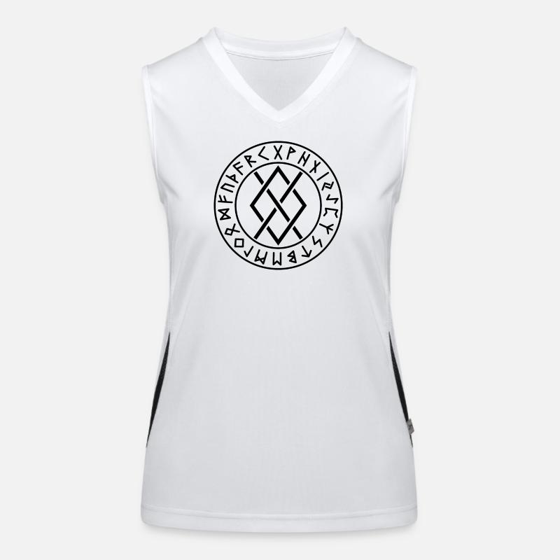 Gungnir circle runes black color Women's Functional Contrast Tank Top