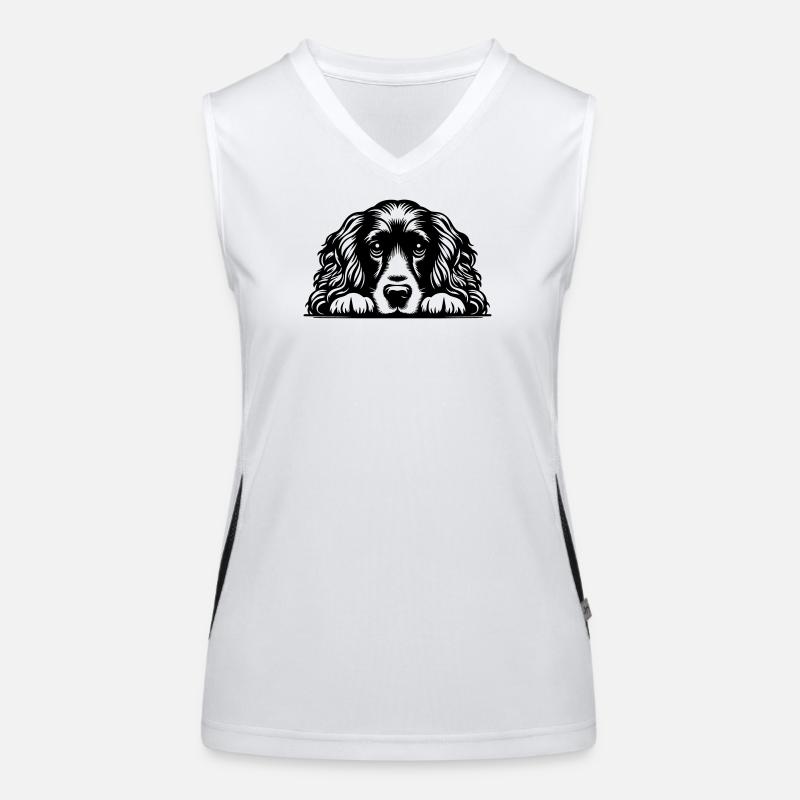 Cocker Spaniel Kopf mit Pfoten Funktionelles Kontrast-Tank Top für Frauen