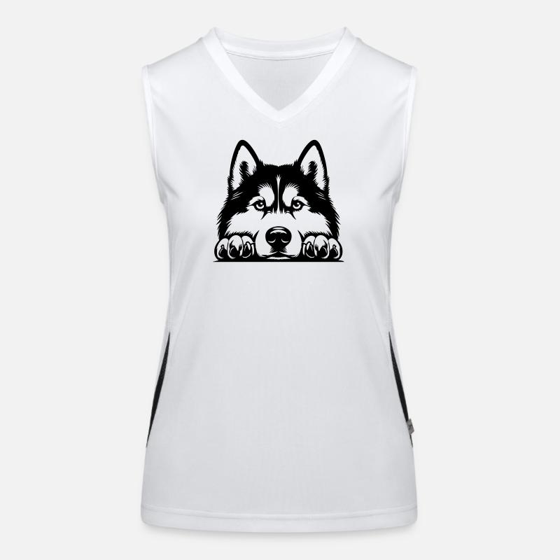 Husky head with paws Women's Functional Contrast Tank Top