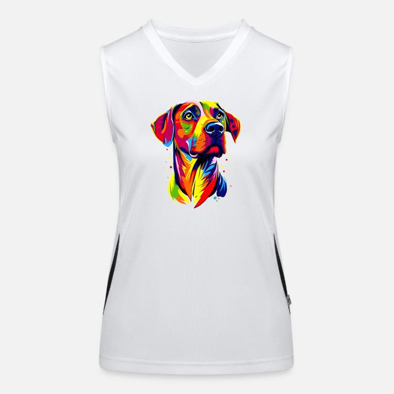 Rhodesian Ridgeback Popart Regenbogen Bunt Hunde Funktionelles Kontrast-Tank Top für Frauen
