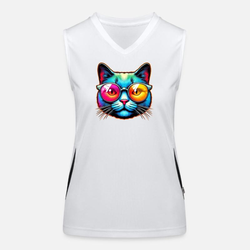 Kater mit Sonnenbrille Funktionelles Kontrast-Tank Top für Frauen