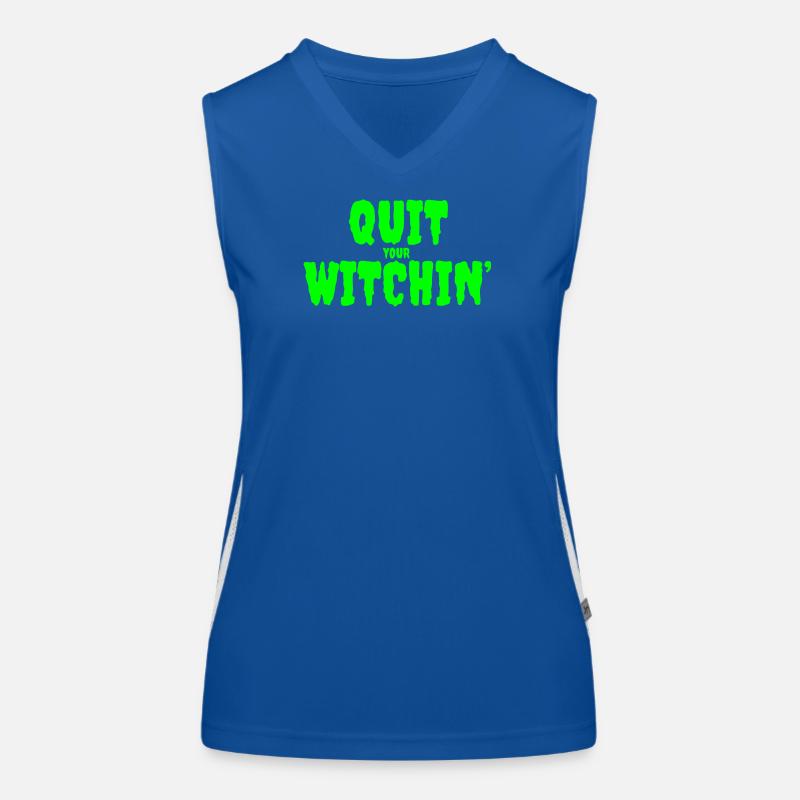 Spooky Green Witching Quit Design Funktionelles Kontrast-Tank Top für Frauen