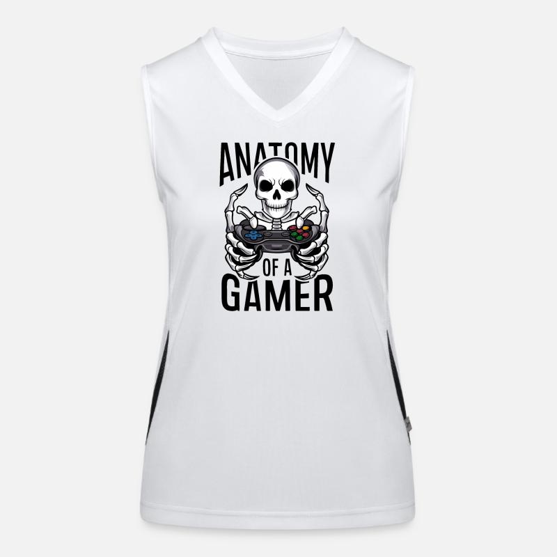 Gamer Skeleton with Game Controller Women's Functional Contrast Tank Top