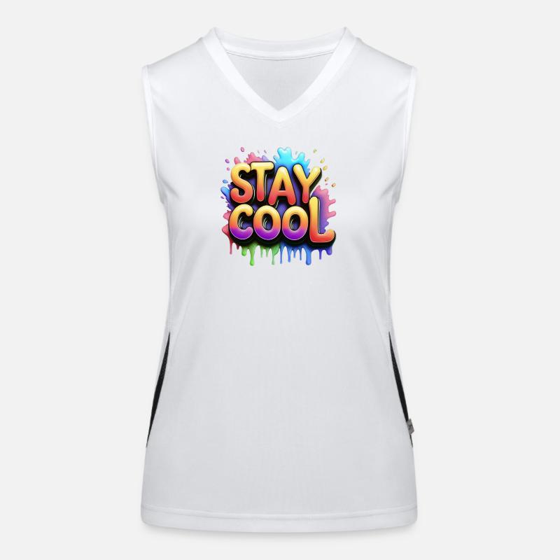Stay cool text 3d Funktionelles Kontrast-Tank Top für Frauen