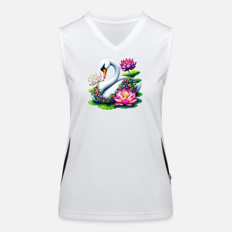 Cygne décoré de fleurs de lotus Débardeur respirant contrasté Femme