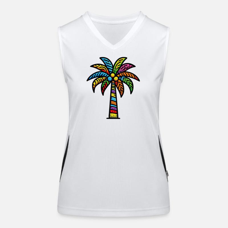 Palm tree - Women's Functional Contrast Tank Top - white/black