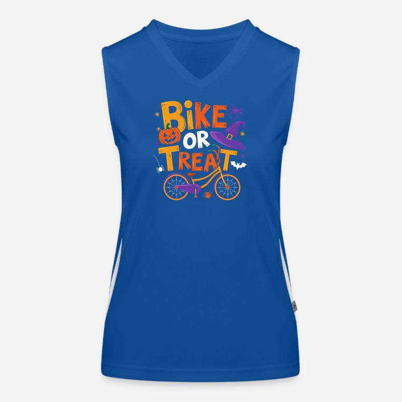 Halloween-Fahrrad oder Leckerli-Illustration Funktionelles Kontrast-Tank Top für Frauen