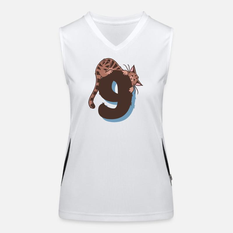Katze Zahl 9 Funktionelles Kontrast-Tank Top für Frauen