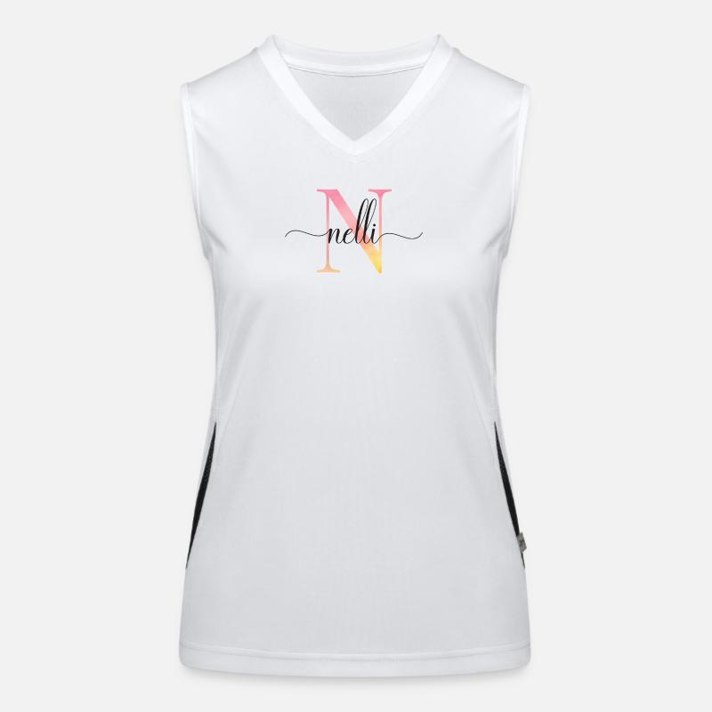 N | Monogramme | Nom | Nelli |Aquarelle Débardeur respirant contrasté Femme