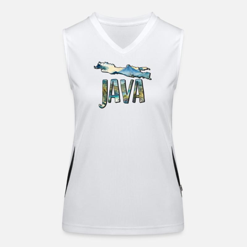 Aquarell Landkarte Java Funktionelles Kontrast-Tank Top für Frauen